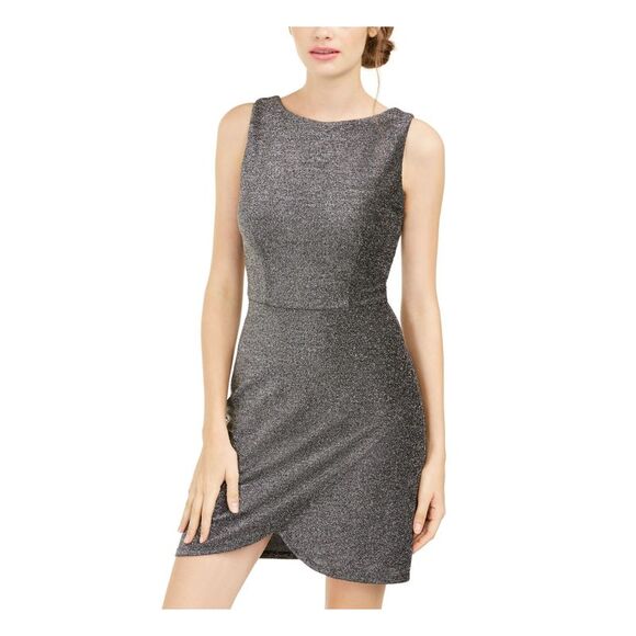 B DARLIN Dresses & Skirts - B DARLIN Womens Sheath Mini Dress Glitter Sleeveless Jewel Neck Cocktail